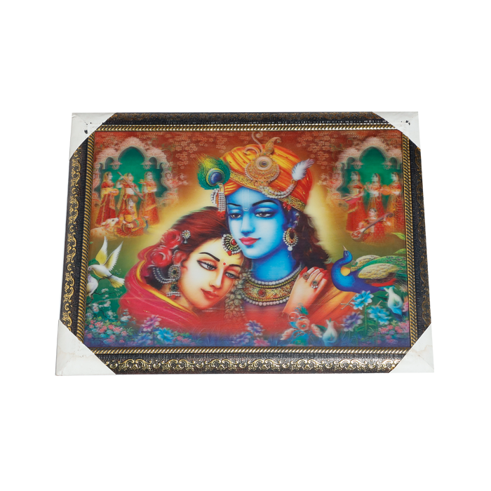 Goddess Radha And Lord Krishan 3D Photo Frame - 14 × 17 Inches | For Pooja Temple | Home Decor And Gifts