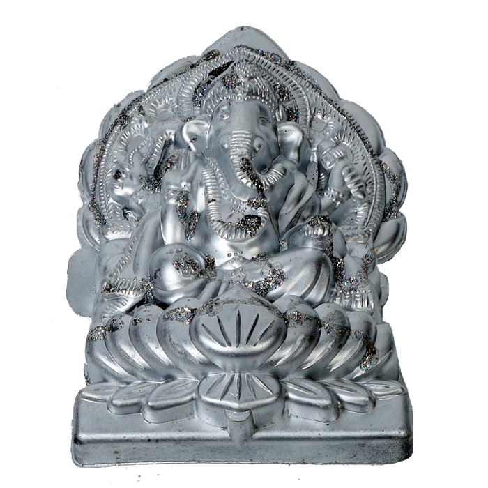 Lord Ganesha Is Sitting On Throne | decorative Plastic Murti Idol - 7 × 5 Inches | For Pooja Temple | Home Decor | Office & Mandir Decoration And Gifts