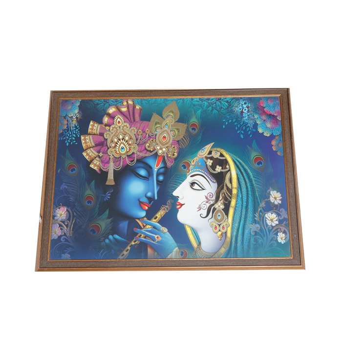 Goddess Radha And Lord Krishan Photo Frame - 26 × 20 Inches | For Pooja Temple | Home Decor And Gifts