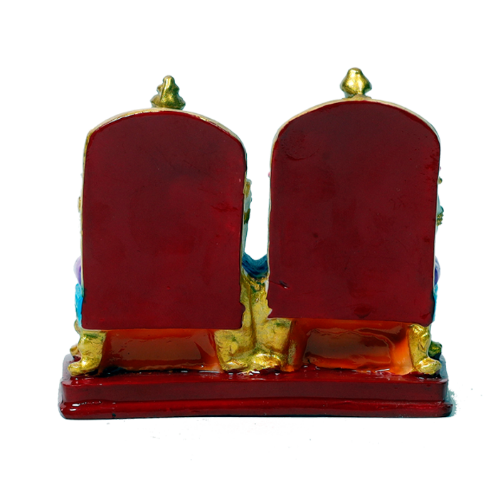 Goddess Lakshmi Mata & Lord Ganesha Is Sitting On The Throne Marble Dust Murti Idol - 4 x 4.3 Inches | For Pooja Temple | Home Decor | Office Decoration | Mandir Decoration And Gifts