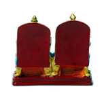 Goddess Lakshmi Mata & Lord Ganesha Is Sitting On The Throne Marble Dust Murti Idol - 4 x 4.3 Inches | For Pooja Temple | Home Decor | Office Decoration | Mandir Decoration And Gifts