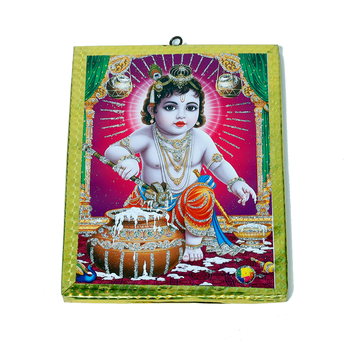 Lord Bal Gopal Krishna Photo Frame - 7 x 5 Inches | For Pooja Temple | Home Decor | Office Decoration | Mandir Decoration And Gifts