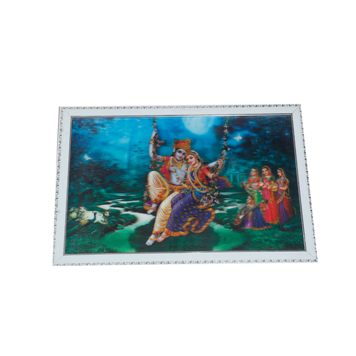 Goddess Radha And Lord Krishan Photo Frame - 17 × 25 Inches | For Pooja Temple | Home Decor And Gifts