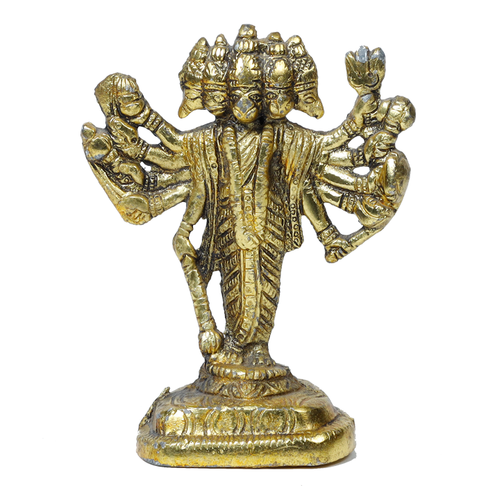 Brass Murti Lord Panchmukhi Hanuman Ji - 5 × 4 Inches | For Pooja Temple | Home Decor | Office & Mandir Decoration And Gifts