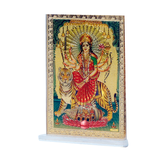 Goddess Shera Wali Mata Photo - 4 × 2 Inches | For Pooja Temple | Home Decor | Car Dashboard | Office & Mandir Decoration And Gifts