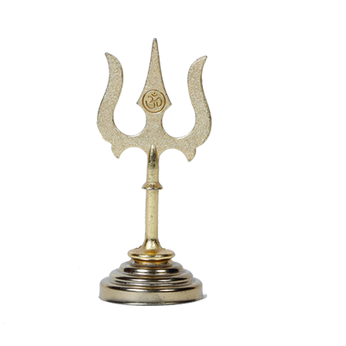 Brass Soolam Amman Trishul with Round Base Kali Soolam Idol for Pooja Shiva Brass Thrishul - 5 × 2 Inches | Home Decor And Gifts