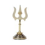 Brass Soolam Amman Trishul with Round Base Kali Soolam Idol for Pooja Shiva Brass Thrishul - 5 × 2 Inches | Home Decor And Gifts
