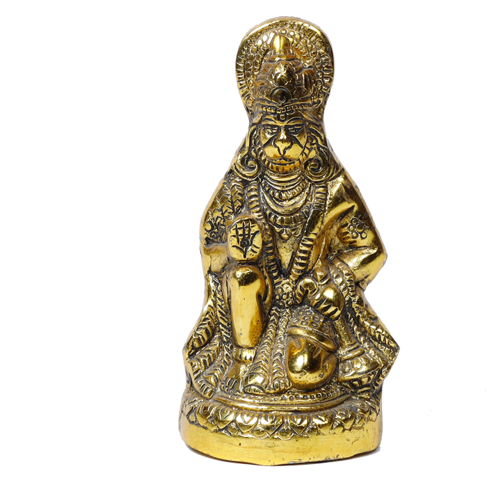 Brass Murti Veer Bajrang Bali Hanuman Ji - 6 × 3 Inches | For Pooja Temple | Home Decor | Office & Mandir Decoration And Gifts