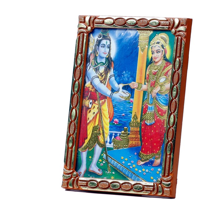 Lord Shiva And Annapurna Devi Mata Photo Frame - 5 × 3 Inches | For Pooja Temple | Home Decor | Office Decoration | Mandir Decoration And Gifts