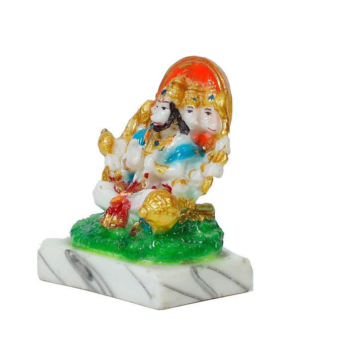 Panchmukhi Hanuman Ji Is Sitting On The Throne | Marble Dust Murti Idol - 4 × 3 Inches | For Pooja Temple | Home Decor | Office Decoration | Mandir Decoration And Gifts