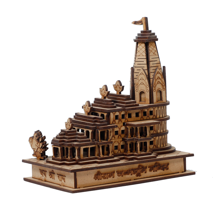 Shri Ram Mandir Ayodhya 3D Wood Temple -5 × 3 Inches | For Home Decor | Pooja Temple | Office Decoration | Mandir Decoration And Gifts