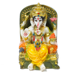 Lord Ganesha Is Sitting On The Throne | Marble Dust Murti Idol - 4 × 3 Inches | For Pooja Temple | Home Decor | Office Decoration | Mandir Decoration And Gifts