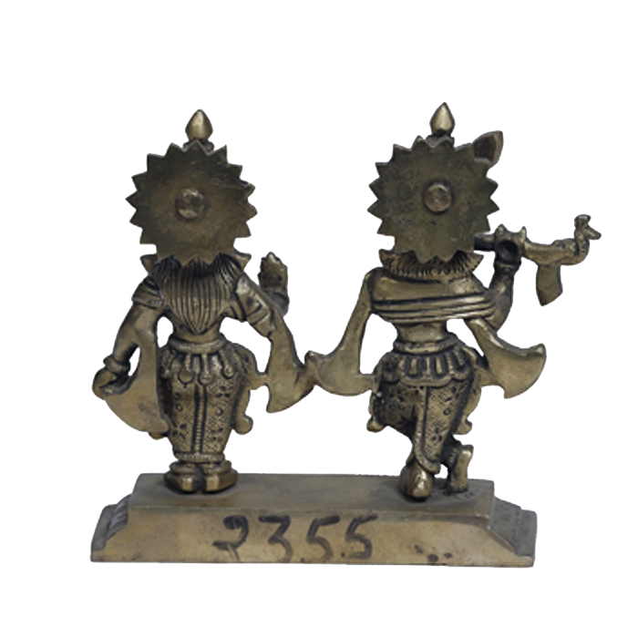 Brass Murti Goddess Radha And Lord Krishana - 5 × 6 Inches | For Pooja Temple | Home Decor | Office & Mandir Decoration And Gifts