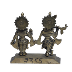 Brass Murti Goddess Radha And Lord Krishana - 5 × 6 Inches | For Pooja Temple | Home Decor | Office & Mandir Decoration And Gifts