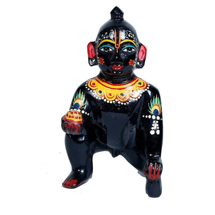 Brass Black Murti 7 No. Laddu Gopal | Laddu Gopal For Janmashtami Special - 6 × 4 Inches | For Pooja Temple | Home Decor | Office & Mandir Decoration And Gifts