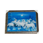 7 Running Vastu Shastra White Horse 3D Photo Frame - 14 × 17 Inches | For Home Decor And Gifts