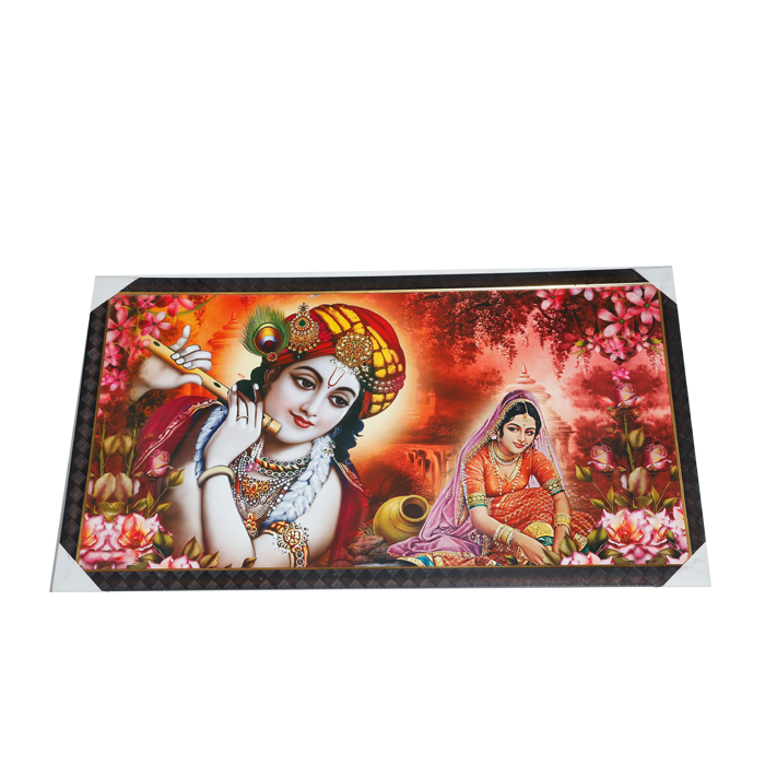 Goddess Radha And Lord Krishan Photo Frame - 21 × 39 Inches | For Pooja Temple | Home Decor And Gifts