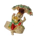 Lord Ganesha Is Sitting On Throne | Multicolor decorative Plastic Murti Idol - 9 × 6 Inches | For Pooja Temple | Home Decor | Office & Mandir Decoration And Gifts