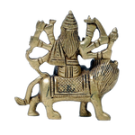 Brass Murti 2 No. Goddess Durga Mata Is Sitting On Lion - 3.5 × 3.5 Inches | For Pooja Temple | Home Decor | Office & Mandir Decoration And Gifts