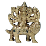 Brass Murti Durga Mata Is sitting On Lion - 4 × 3.5 Inches | For Pooja Temple | Home Decor | Office & Mandir Decoration And Gifts