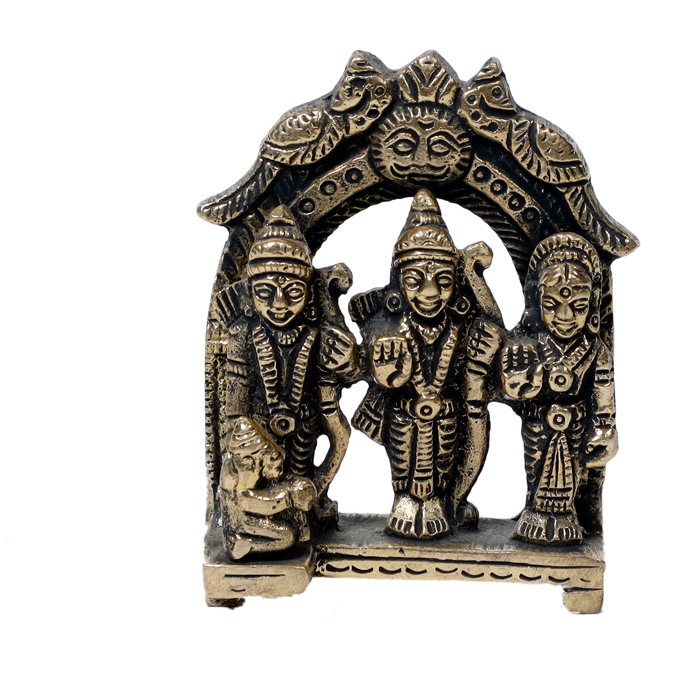 Brass Murti Lord Ram Darbar - 2.5 × 2.5 Inches | For Pooja Temple | Home Decor | Office & Mandir Decoration And Gifts
