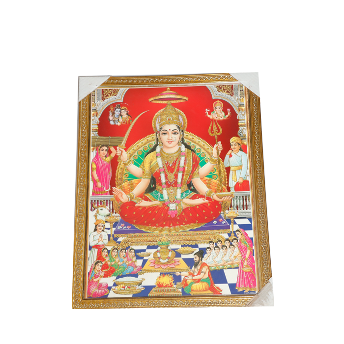 Goddess Santoshi Mata Photo Frame - 26 × 20 Inches | For Pooja Temple | Home Decor And Gifts