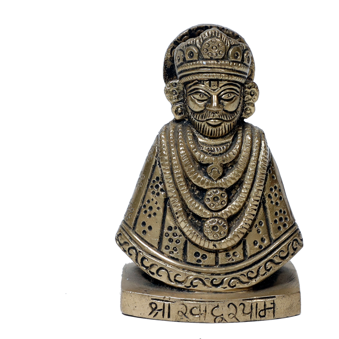 Brass Murti Shree Khatu Shyam Baba - 3 × 2.5 Inches | For Pooja Temple | Home Decor | Office & Mandir Decoration And Gifts