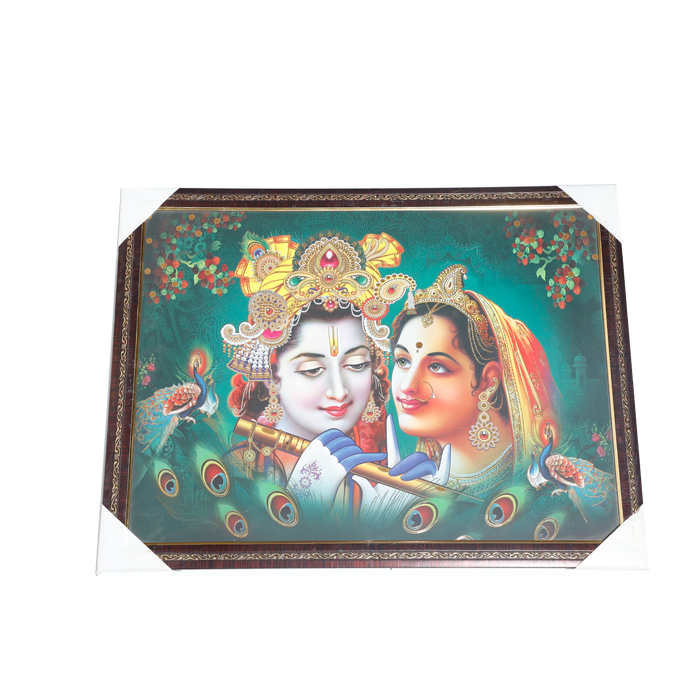 Goddess Radha And Lord Krishan Photo Frame - 20 × 26 Inches | For Pooja Temple | Home Decor And Gifts
