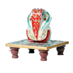 Lord Ganesha Is Sitting On Stool | Marble Murti Idol - 3 x 4 Inches | For Pooja Temple | Home Decor | Office Decoration | Mandir Decoration And Gifts