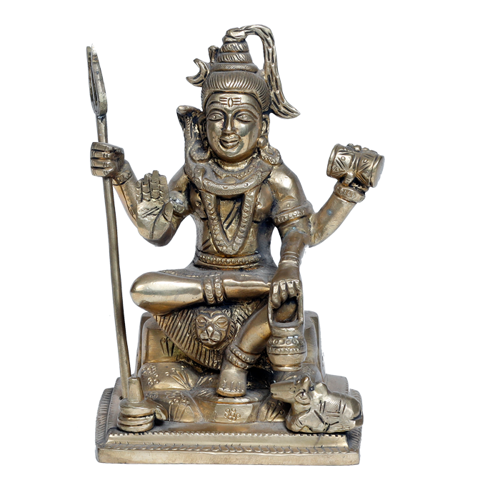 Brass Murti Lord Shiva Is Sitting On Throne - 6 × 5 Inches | For Pooja Temple | Home Decor | Office & Mandir Decoration And Gifts