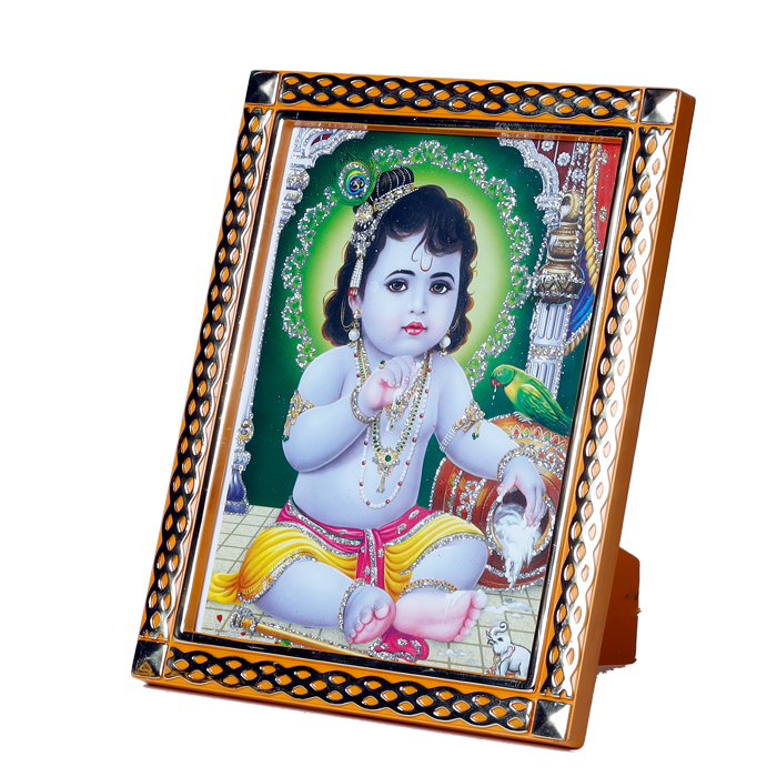 Lord Bal Gopal Krishna Photo Frame - 8 x 6 Inches | For Pooja Temple | Home Decor | Office Decoration | Mandir Decoration And Gifts