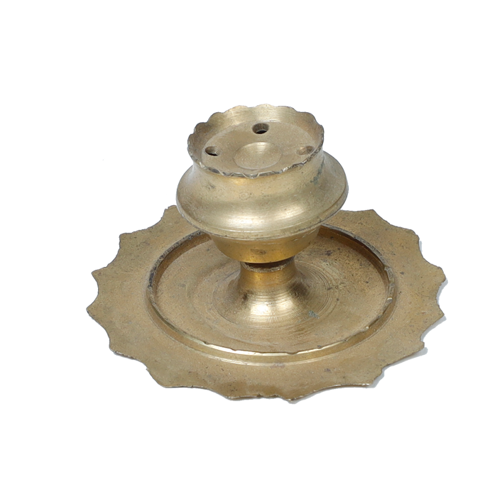 Brass Agarbatti Holder Stand | Burner with Ash Catcher | Batti Stand Plate | - 1 × 2 Inches | For Pooja Temple | Home & Office Decoration