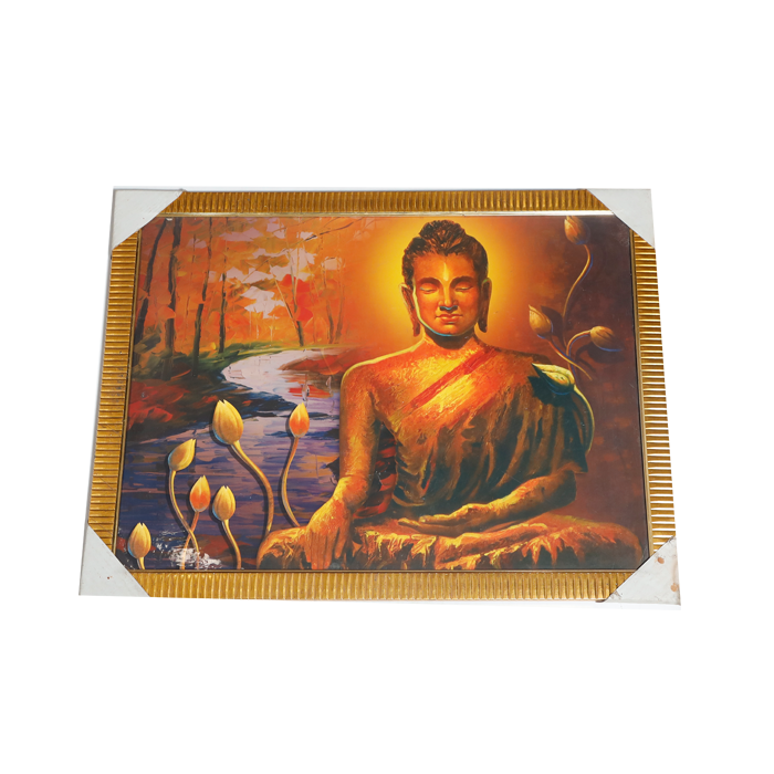 Lord Gautam Buddha Photo Frame - 26 × 20 Inches | For Pooja Temple | Home Decor And Gifts