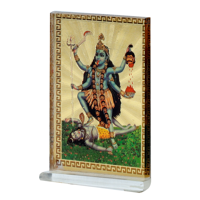 Goddess Kali Mata Photo - 4 × 2 Inches | For Pooja Temple | Home Decor | Car Dashboard | Office & Mandir Decoration And Gifts