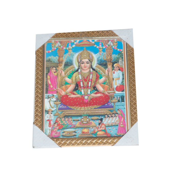 Goddess Santoshi Mata Hindu Photo Frame - 11 × 10 Inches | For Pooja Temple | Home Decor And Gifts