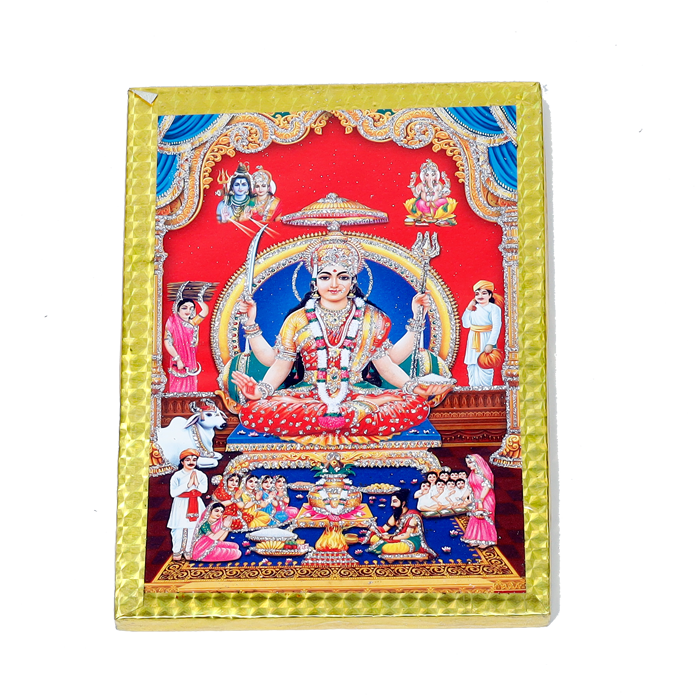 Goddess Santoshi Mata Photo Frame - 7 x 5 Inches | For Pooja Temple | Home Decor | Office Decoration | Mandir Decoration And Gifts