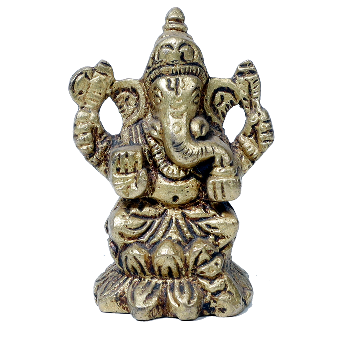 Brass Murti Lord Ganesha Is Sitting On Throne - 2 × 1 Inches | 2.5 × 2 Inches | For Pooja Temple | Home Decor | Office & Mandir Decoration And Gifts