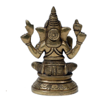 Brass Murti Lord Ganesha Is Sitting On The Stool - 5.3 × 4 Inches | For Pooja Temple | Home Decor | Office & Mandir Decoration And Gifts