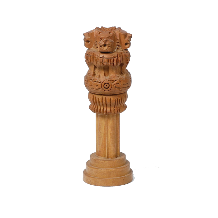 Wooden Brown Ashoka Stambh Desk Ashoka Piller Ideal - 5 × 2 Inches | For Advocate Table Office | Home Decor And Gifts