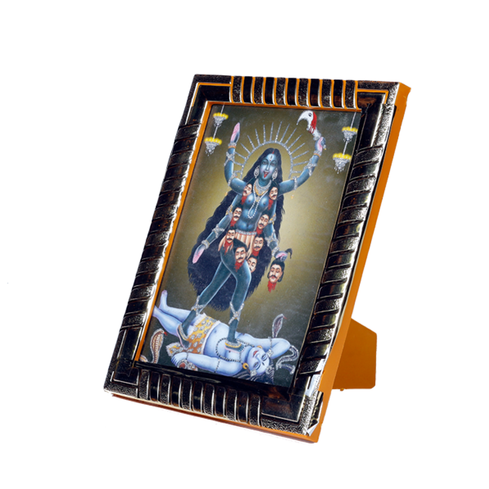 Maa Kaali Standing On Lord Shiva Photo Frame - 8 x 6 Inches | For Pooja Temple | Home Decor | Office Decoration | Mandir Decoration And Gifts