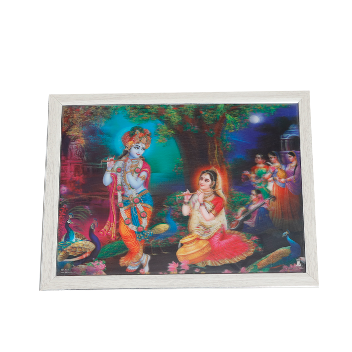 Goddess Radha And Lord Krishan Photo Frame - 13 × 17 Inches | For Pooja Temple | Home Decor And Gifts