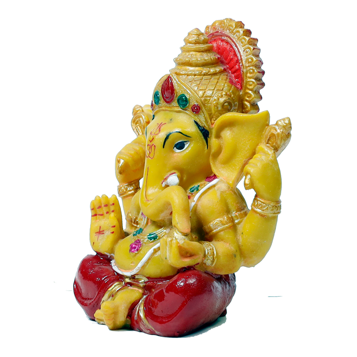 Lord Ganesha Is Sitting On Throne Marble Dust Murti Idol - 6 x 4 Inches | For Pooja Temple | Home Decor | Office Decoration | Mandir Decoration And Gifts