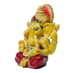 Lord Ganesha Is Sitting On Throne Marble Dust Murti Idol - 6 x 4 Inches | For Pooja Temple | Home Decor | Office Decoration | Mandir Decoration And Gifts
