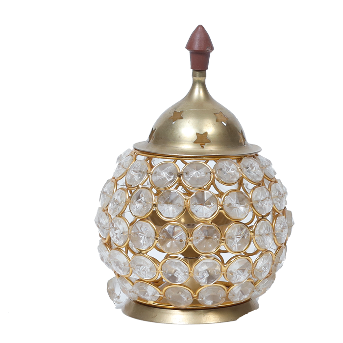 Decorative Brass Stone Diya With Cover| Stone Akhand Diya for Puja - 6.5 × 4 Inches | 6 × 3.5 Inches | For Pooja Temple | Home Decor | Diwali Decoration And Gifts