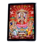 Goddess Lakshmi Mata, Lord Ganesha, And Goddess Saraswati Mata | Photo Frame - 7 x 5 Inches | For Pooja Temple | Home Decor | Office Decoration | Mandir Decoration And Gifts