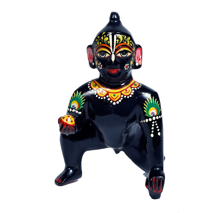 Brass Black Murti Laddu Gopal | Laddu Gopal For Janmashtami Special - 4.5 × 4 Inches | For Pooja Temple | Home Decor | Office & Mandir Decoration And Gifts