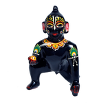 Brass Black Murti Laddu Gopal | Laddu Gopal For Janmashtami Special - 4.5 × 4 Inches | For Pooja Temple | Home Decor | Office & Mandir Decoration And Gifts