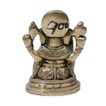 Brass Murti Lord Ganesha Is Sitting On Throne - 3 × 2.3 Inches | For Pooja Temple | Home Decor | Office & Mandir Decoration And Gifts