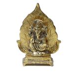 Brass Murti Lord Ganesha Is Sitting On The Throne - 5 × 4 Inches | For Pooja Temple | Home Decor | Office & Mandir DecorationAnd Gifts