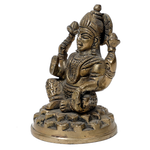 Brass Murti Goddess Lakshmi Ji Is Sitting On Lotus Flower - 4.5 × 3.5 Inches | For Pooja Temple | Home Decor | Office & Mandir Decoration And Gifts